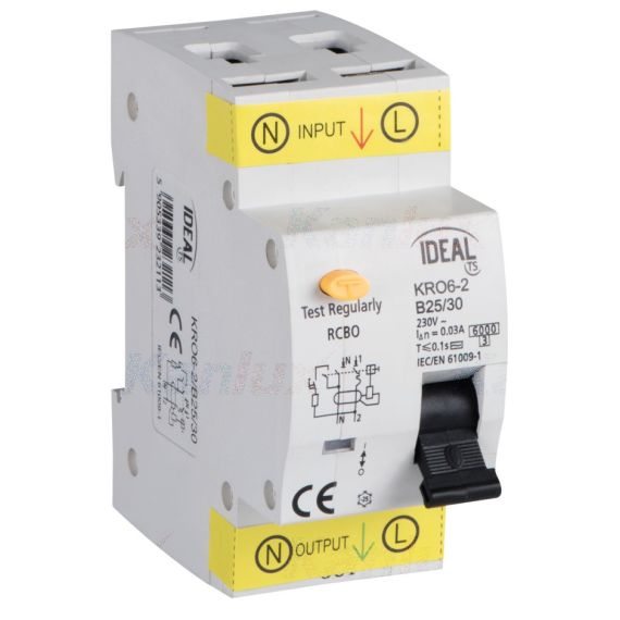 Interruttore magnetotermico differenziale 6kA 25A 2P KRO6 Kanlux Interruttore magnetotermico differenziale 6kA 25A 2P KRO6 Kanlux